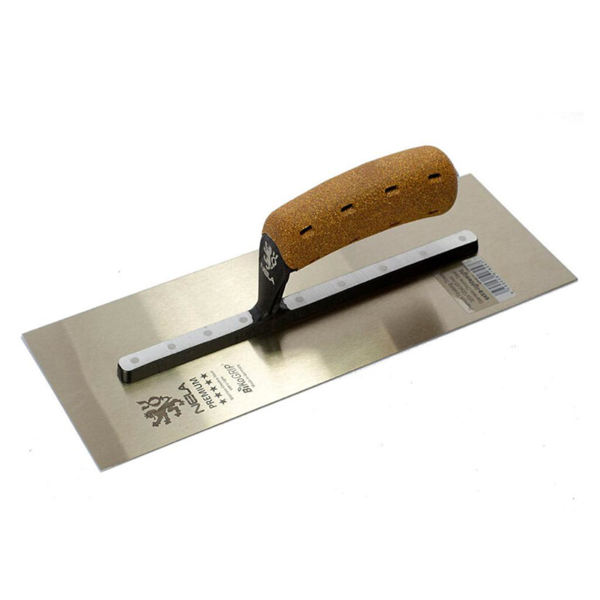 NELA Chrome Stainless-Steel Finishing Trowel — 14in. x 4-3/4in., Cork Handle, Model# NELC103C